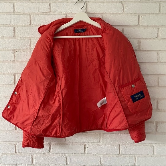 Polo Ralph Lauren Red Quilted Barn Jacket Coat Button Collar Womens Size Medium - Picture 7 of 11